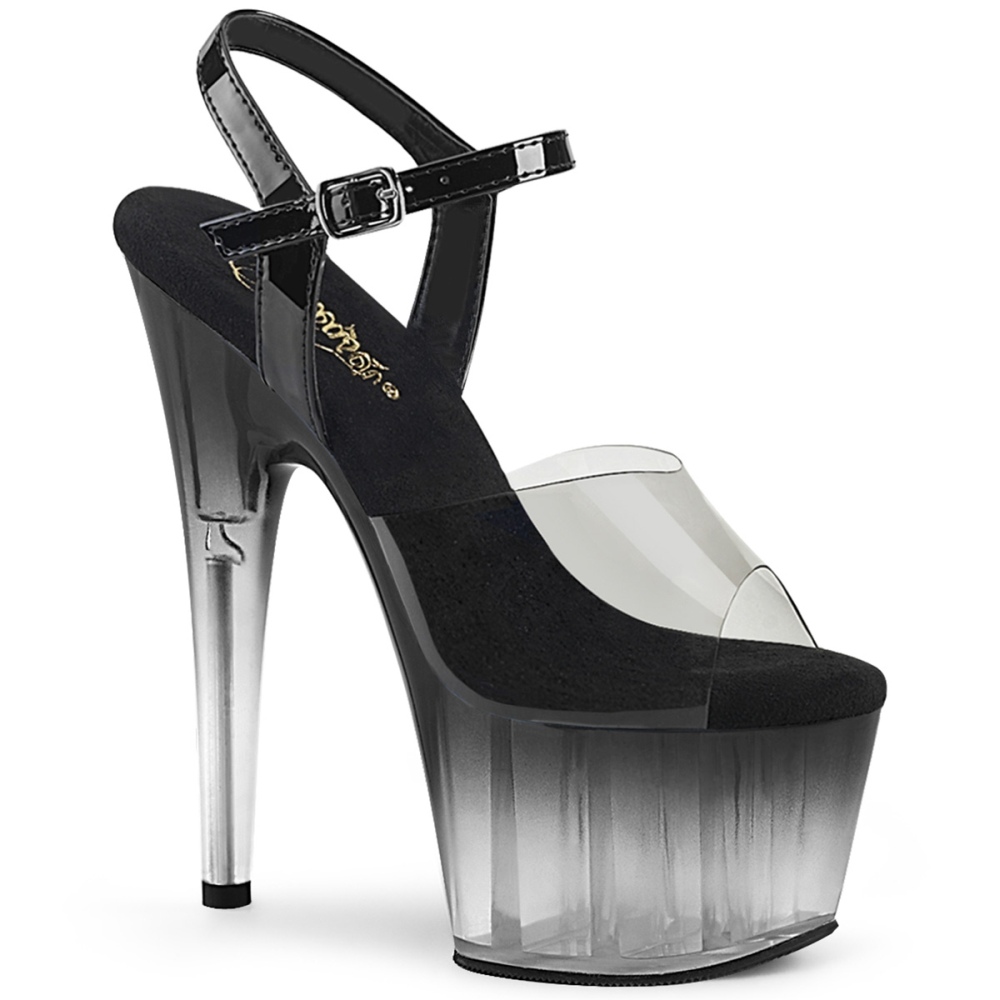 Pleaser - ADORE708T2 Ankle strap sandal, Pole dance shoes - Pole dance shoes - Black/Transparent